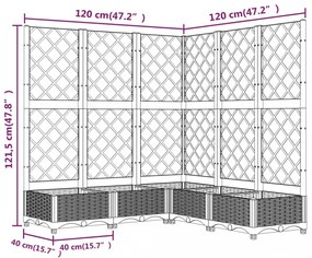 sötétszürke PP rácsos kerti ültetőláda 120 x 120 x 121,5 cm