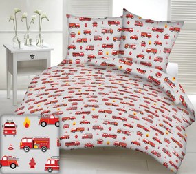 Pamut lepedők Tűzoltók TiaHome - 1x Párna 90x70cm, 1x Paplan 140x200cm