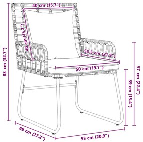 Kert étkező szett 3 pcs Barna és Fekete és Krém