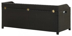 fekete polyrattan kerti tárolópad 120 cm