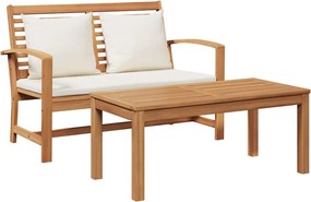 vidaXL pad párnával 2 pcs Barna és Krém Tömör Teakfa