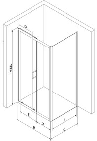 Mexen Apia zuhanykabin tolóajtóval 120 (ajtó) x 100 (fal) cm, 5mm átlátszó üveg, arany profil + fehér SLIM zuhanytálca, 840-120-100-50-00-4010G
