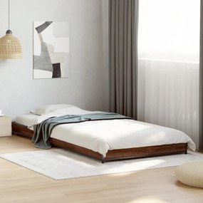barna tölgyszínű szerelt fa és fém ágykeret 75 x 190 cm