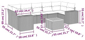 8 részes bézs polyrattan kerti ülőgarnitúra párnával