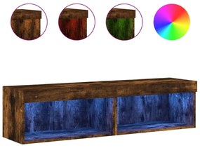 2 db füstös tölgy színű TV-szekrény LED-ekkel 60 x 30 x 30 cm