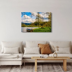 Egy csónak képe a tó mellett (90x60 cm)