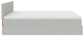 Ottomán ágykeret matraccal világosszürke 200x200 cm bársony
