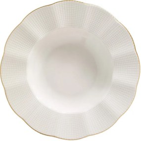 Tányérkészlet porcelán, krém-arany, 24 darabos