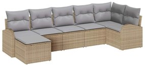 vidaXL Kanapé Szett párnával tárolóval 7 pcs Bézs polirattan