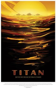 Illusztráció Titan (Retro Planet & Moon Poster) - Space Series (NASA), (26.7 x 40 cm)