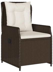 3 részes barna polyrattan kerti étkezőgarnitúra párnával