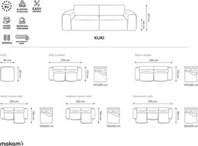 Zöld zsenília kinyitható sarokkanapé (jobb oldali-heverő résszel) Kuki – Makamii