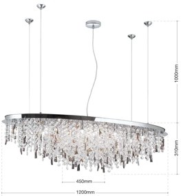 Orion - Kristály csillár zsinóron CRYSTALRIVER 21xG9/40W/230V fényezett króm