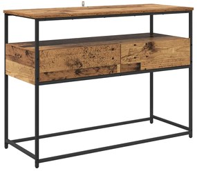 vidaXL Konzolasztal fiókkal Öreg fa 100 x 40 x 75 cm Faanyag