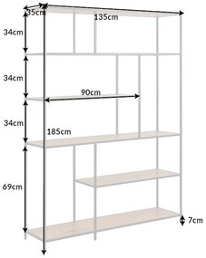 Design könyvespolc Maille 185 x 135 cm vad tölgy