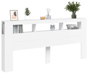 fehér szerelt fa LED-es fejtámla 220x18,5x103,5 cm