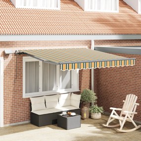 Kézi Behúzható Napellenző LED-del Zöld és Sárga 350x250 cm