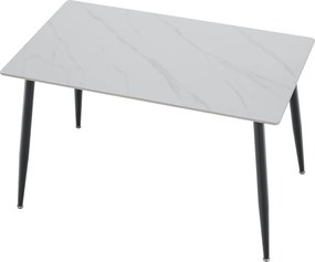 Étkezőasztal, fehér márvány/fekete, 121x71 cm, FLORENC TYP 1