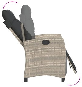 világosszürke polyrattan dönthető kerti szék lábtartóval