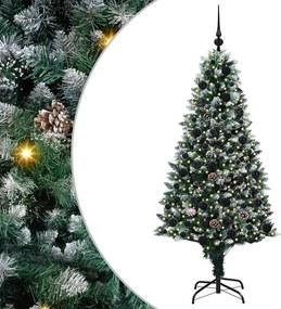 vidaXL Mű karácsonyfa 300 LED-del Zöld 180 cm PVC és Acél és Műanyag