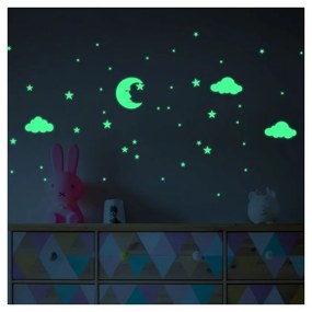 Moon and Clouds sötétben világító falmatrica - Ambiance