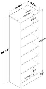 Fehér-natúr színű ruhásszekrény diófa dekorral 60x183 cm Theresa – Kalune Design