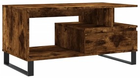 Füstös tölgy színű szerelt fa dohányzóasztal 90x49x45 cm