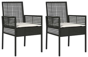 vidaXL Kerti Szék párnával 2 pcs Fekete 55 x 53 x 85 cm polirattan