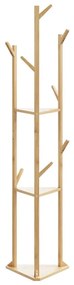 kabátállvány kampókkal és polcokkal bambusz 39x33x166cm bambusz