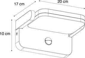 Kültéri fali lámpa fekete, beépített állítható LED-del, mozgásérzékelővel - Kamile