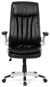 Fekete ökobőr irodai szék hintamechanikával. KA-F1218 BK