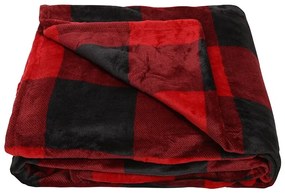 Családi takaró Káro piros-fekete, 200 x 300 cm