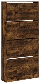 füstös tölgy cipőszekrény 4 kihajtható fiókkal 80x21x163,5 cm