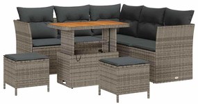 vidaXL Kerti Kanapé Szett 8 pcs Szürke polirattan