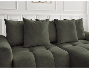 Khaki zsenília kinyitható-tárolóhelyes sarokkanapé (jobb oldali-heverő résszel) Roxelane – Bobochic Paris