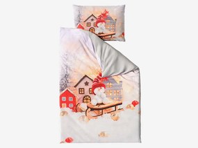 3D Pamut ágynemű SNOWMAN ON A SLEIGH szürke, 100% pamut Ágyneműhuzat mérete: 70 x 90 cm | 140 x 200 cm
