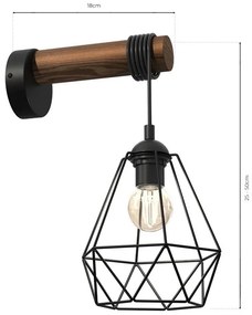 Loft fali lámpa fekete fa Milagro ACERO (MLP7886) 1x E27