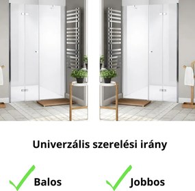 Stuxi Verona Fix 200 cm (90+110) széles csukló zuhanyajtó fix fallal, 6 mm vízlepergető üveggel, króm profillal, 195 cm magas