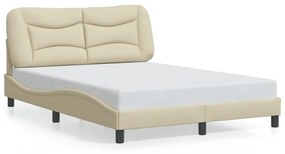 krémszínű szövet ágykeret LED-ekkel matrac nélkül Hvar 120x200 cm