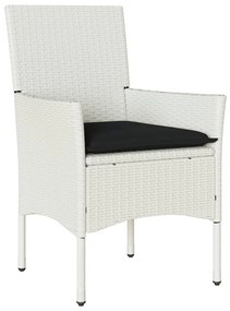 9 részes fehér polyrattan/üveg kerti étkezőgarnitúra párnákkal