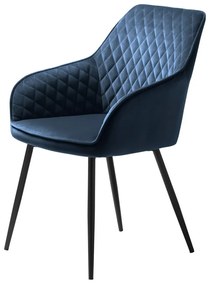 Kék kárpitozott karfás étkezőfotel Milton – Unique Furniture