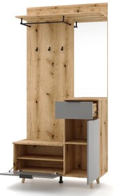 NORDIC Előszobafal Tölgy/Grafit Színben