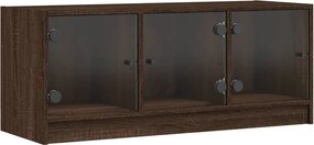 vidaXL barna tölgyszínű TV-szekrény üvegajtókkal 102 x 37 x 42 cm