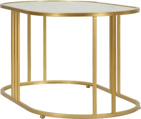 Fehér-aranyszínű dohányzóasztal üveg asztallappal 50x90 cm Antalia – Mauro Ferretti