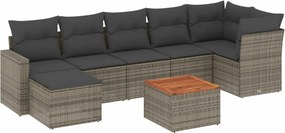 vidaXL 8 részes szürke polyrattan kerti ülőgarnitúra párnákkal
