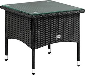 Kerti kisasztal, polyrattan, fekete, 50 x 50 x 45 cm