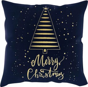 Karácsonyi párnahuzat 45x45 Tree sötétkék arany karácsonyfa Merry Christmas