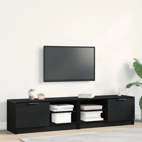 TV Szekrény 2 db Fekete Tölgy 80x35x36,5 cm Feltárt Fa