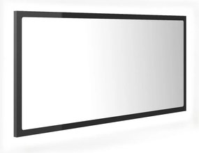vidaXL magasfényű szürke akril LED-es fürdőszobatükör 90x8,5x37 cm