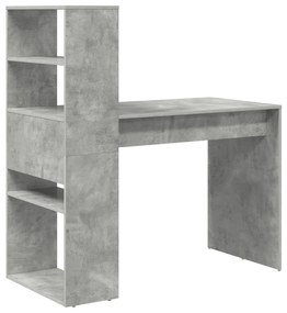 vidaXL Asztal tárolóval Beton Szürke 113x54x120 cm Szerelt fa